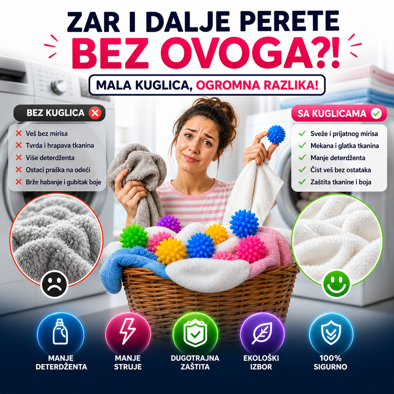 Kuglice protiv gužvanja veša u mašini 12+12 GRATIS