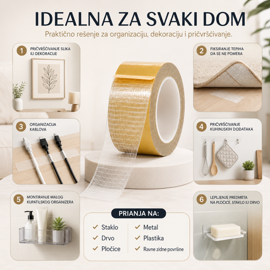 Dvostrana samolepljiva traka 1+1 GRATIS